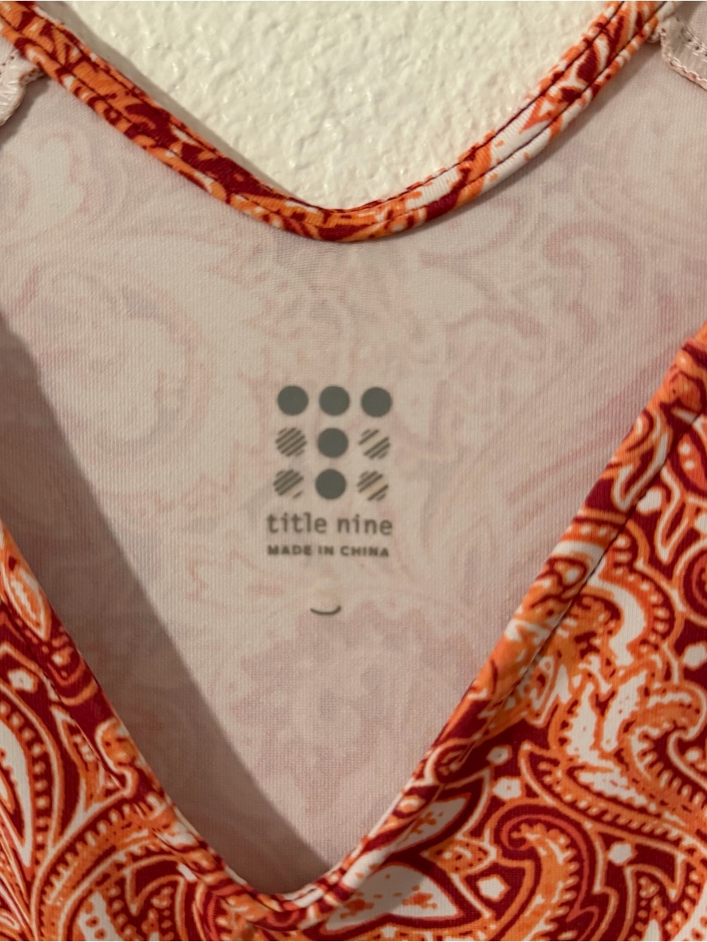 Title Nine Womens Double Dare Diamalete Athletic Mini Dress Sz S Orange Paisley - Picture 2 of 9